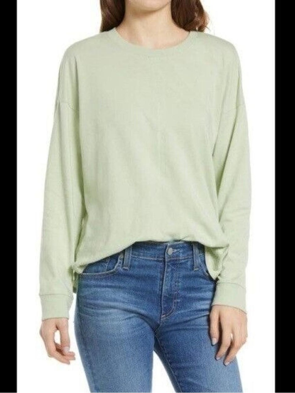 Madewell Light Green Relaxed Long Sleeve Crewneck 100% Cotton